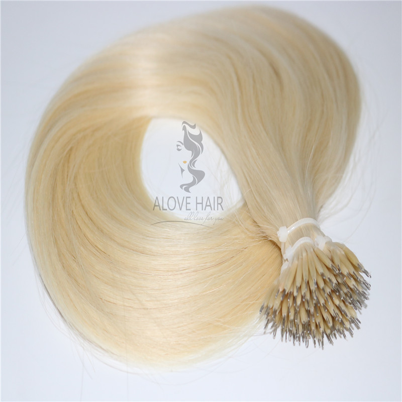 Wholesale high quality blonde color nano bead hair extensions 